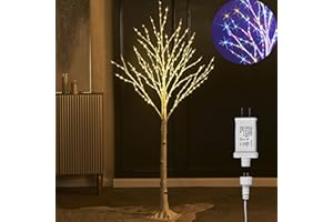 LITBLOOM Lighted White Birch Tree Plug in with 8 Functions 5FT 255 Multi Color and Warm White Lights for Christmas Home Room Decoration Indoor Outdoor