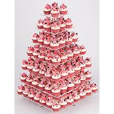 YestBuy 7 Tier Square Acrylic Maypole Cupcake Stand Cupcake Tower Stand, Premium Cupcake Holder, Display for Pastry Wedding Birthday Party