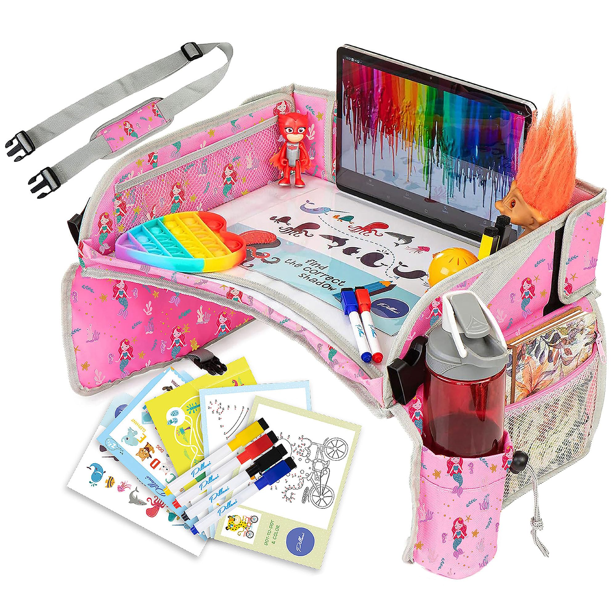 PILLANI Kids Travel Tray for Car - Car Seat Tray
