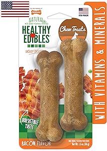 Nylabone Healthy Edibles All-Natural Long Lasting Bacon Chew Treats 2 count Petite - Up to 15 lbs. (NEB101TPP)