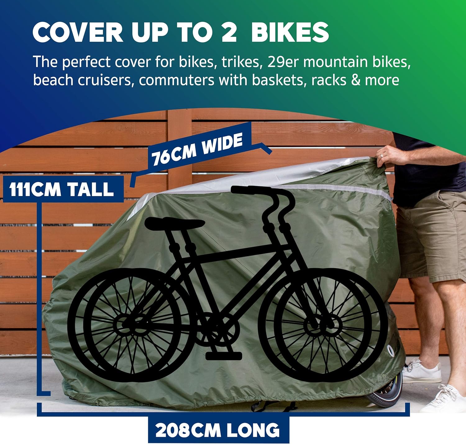 YardStash Bicycle Cover XL: Extra Large Size for Beach Cruiser Cover, 29er Mountain Bike Cover, Electric Bike Cover, Multiple Kids' Bike Cover and Cover for Bikes with Baskets, Child Seats or Racks : Sports & Outdoors