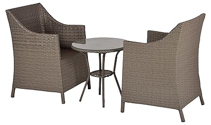 FurniFuture Catch Me Outdoor Patio Furniture Set 2+1 - (Beige)