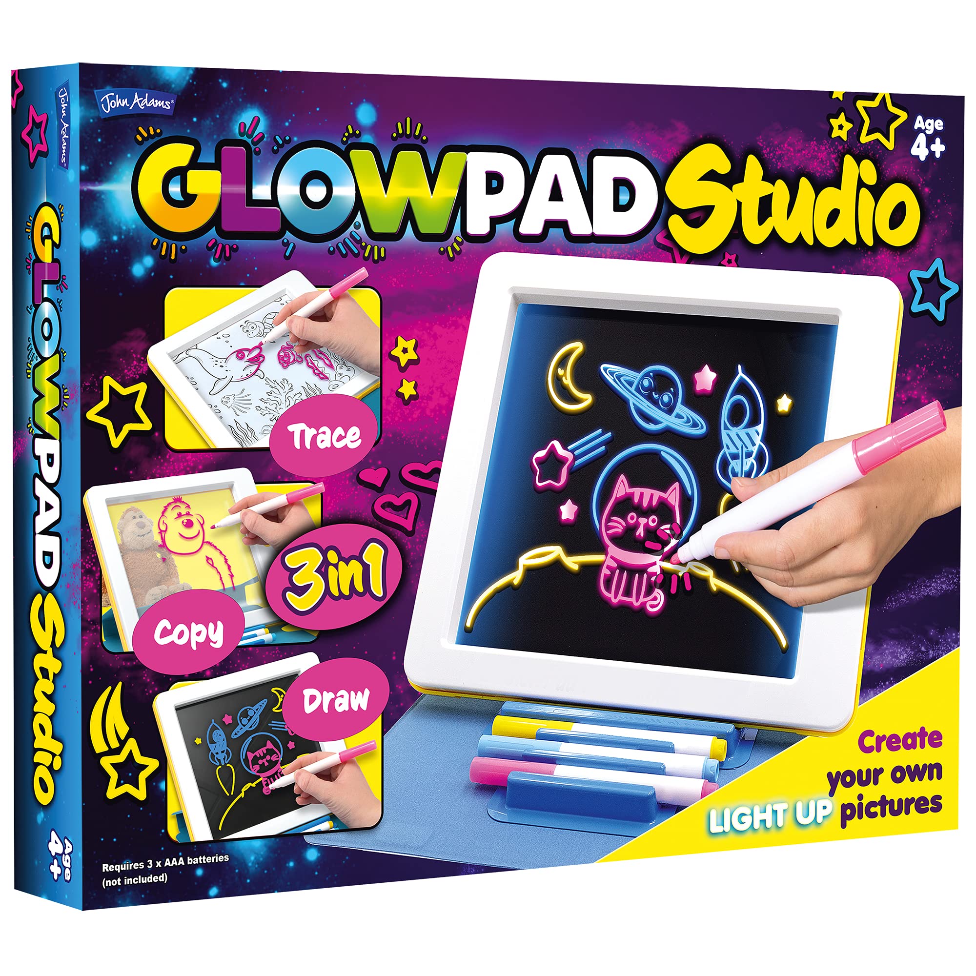 John Adams, Glowpad 3-in-1 Studio: Create Your Own Light Up Pictures, Arts and Crafts, Ages 4+