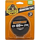 Gorilla Heavy Duty, Extra Long Double Sided Mounting Tape, 1" x 120", Black, (Pack of 1)