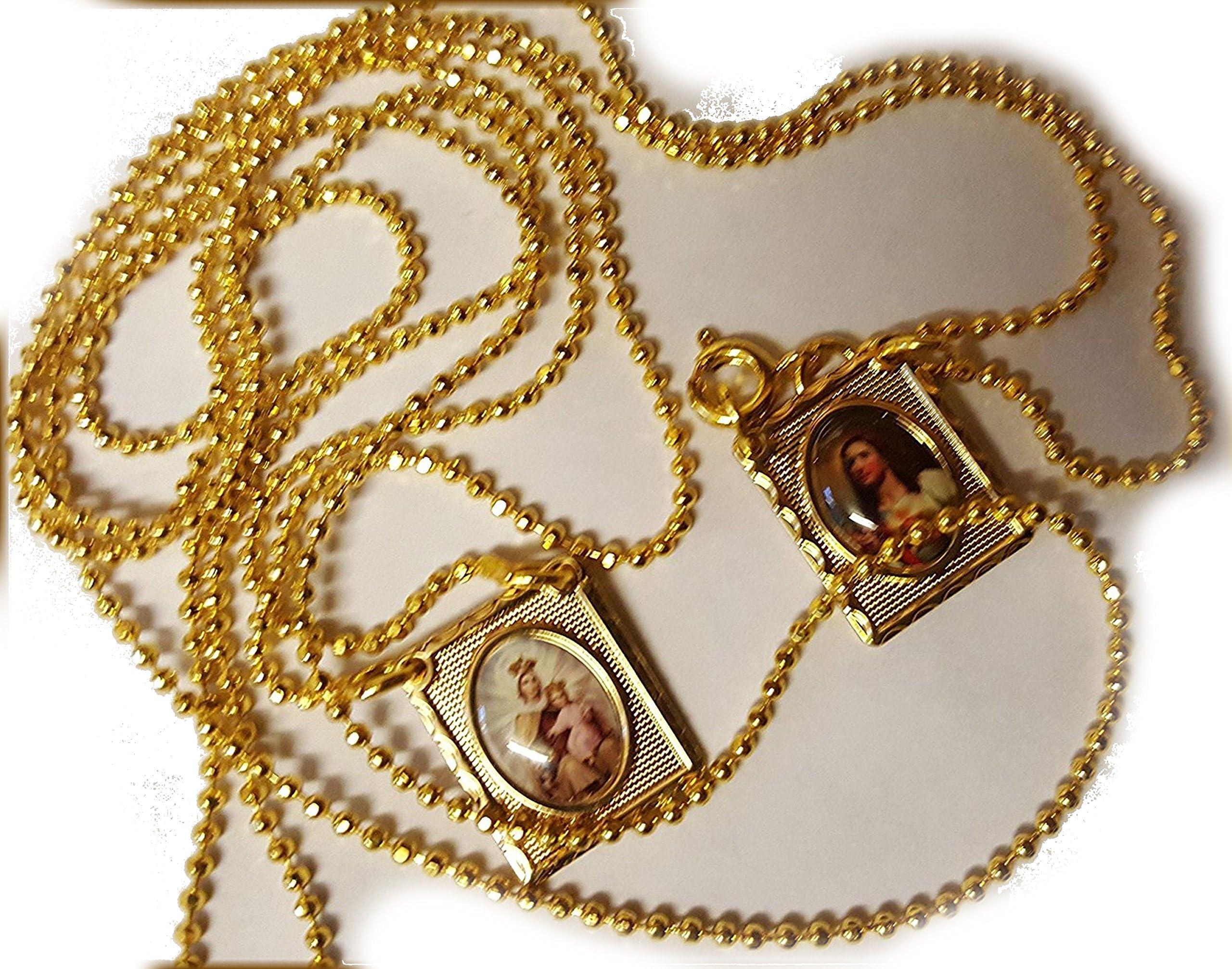 OLOG - Scapular Medal Our Lady of Mount Carmel and Sacred Heart Jesus 18K Gold Plated communion confirmation catholic shield protection miraculous [Energy Class A+++]