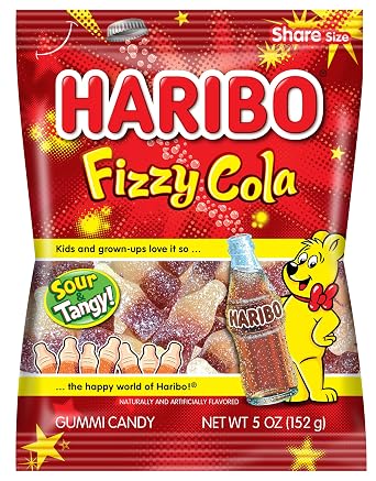 Haribo fizzy cola gummi candy, sour sweet&tangy! (042238323971)