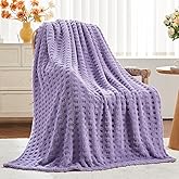 NEWCOSPLAY Super Soft Throw Blanket Lavender Premium Silky Flannel Fleece 3D Waffle Checkered Lightweight Bed Blanket All Season Use (Lavender, Throw(50"x70"))