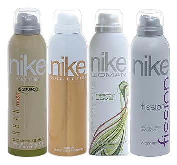 Nike Women Deo Set, 4x200ml (Fission, Spicy Love, Urban Musk and Gold Edition)