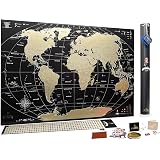 Carte Du Monde à Gratter Édition Luxe - Planisphère à Gratter - 10 000 Villes à Marquer - Décoration