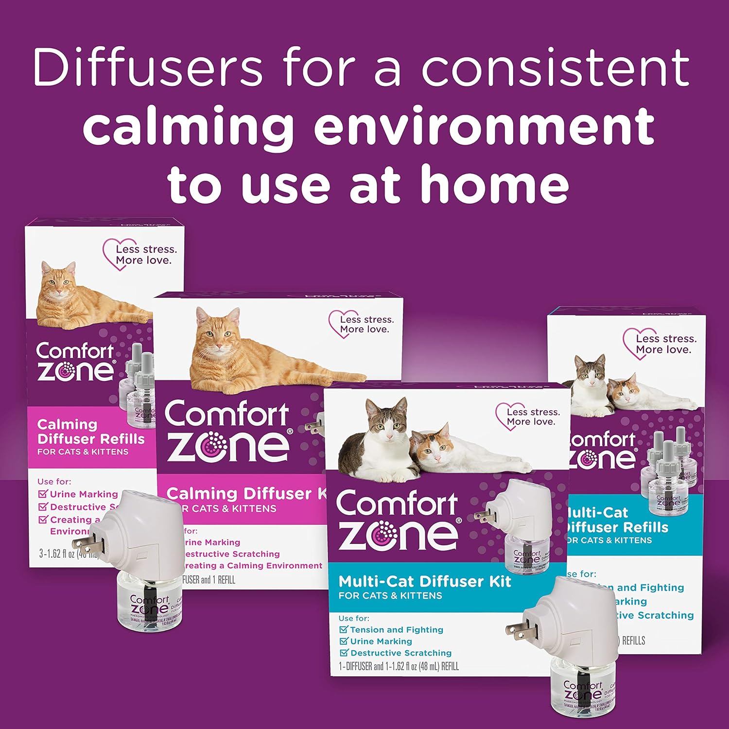 Comfort Zone Cat Calming Diffuser Refill, 48 ml-6 pack, 180 Day Use : Garden & Outdoor
