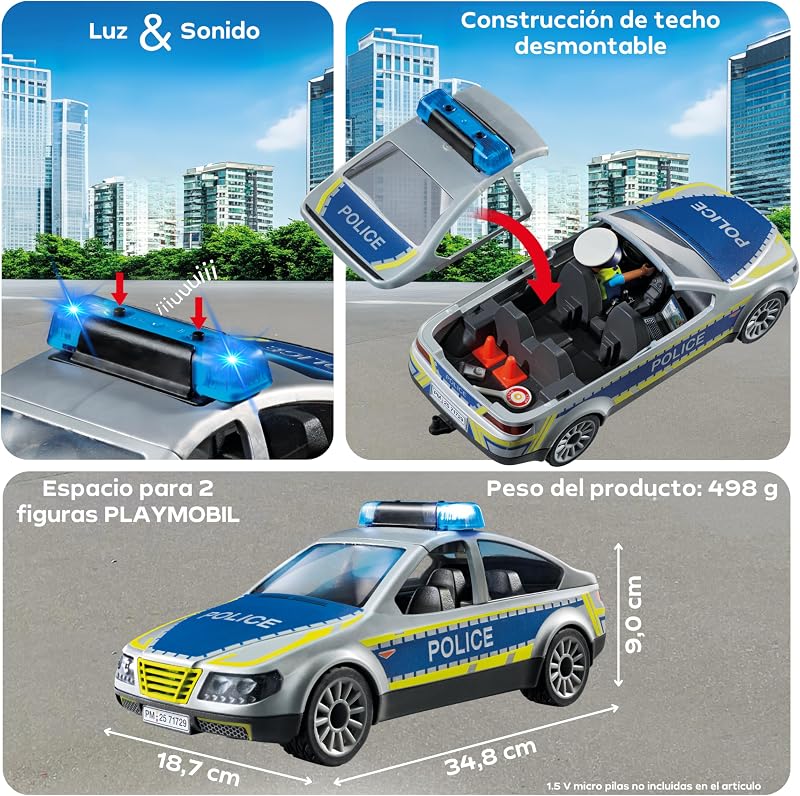| Action Heroes | Patrulla de Policía | Coche de Policía | Coche de Juguete | Juguete para niños y niñas a Partir de 4 años | 71729