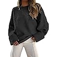 ANRABESS Women's Oversized Crewneck Long Sleeve Fuzzy Knit Casual Chunky Warm 2025 Fall Pullover Sweaters Top Trendy Outfits