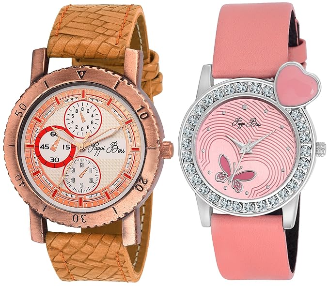Pappi-Haunt - Pack of 2 - Designer Couple Wrist Watch for Boys, Girls, Men, Women