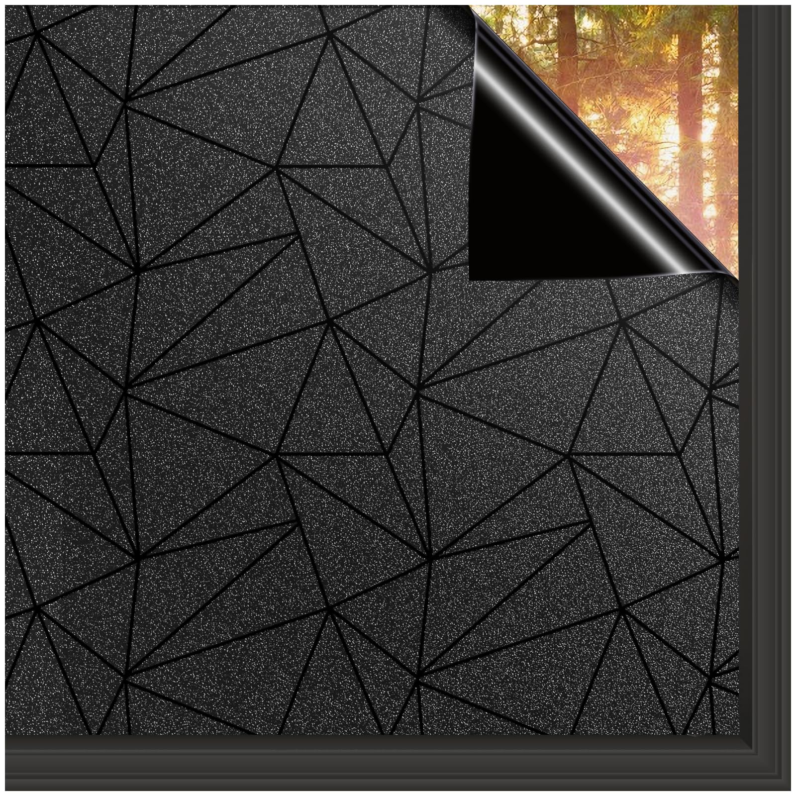 Beautysaid Blackout Window Film Privacy,95% Light Blocking Black Frosted Window Film for Glass Windows, Window Film Sun Blocker, Self Adhensive Window Tint Film for Baby Nursery, 44.5 x 200 cm