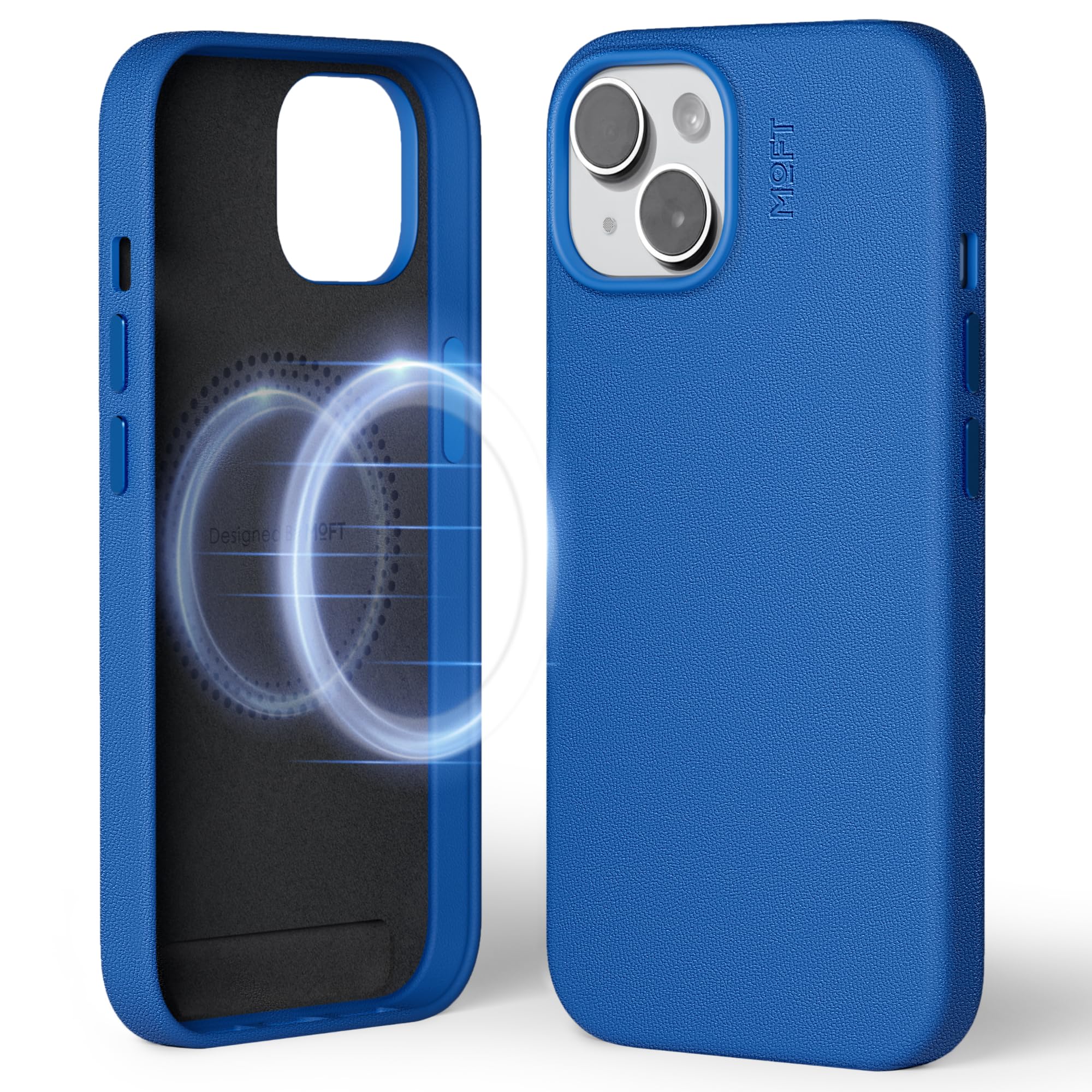 MOFT Magnetic Case for iPhone 15 Compatible with MagSafe, MOVAS Vegan Leather Case Cover, Touch Sensation, Color Retention, Scratch & Stain Resistant, Easy to Clean, Sapphire — image 1