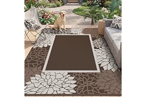 RESARE-Outdoor Rug-Patio Rug RV Camping Floral Waterproof Mat 5x8 ft Portable Outdoor Area Carpet for Deck Porch Picnic Balco
