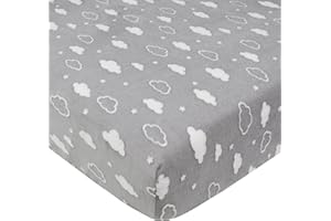 American Baby Company Heavenly Soft Chenille Fitted Crib Sheet 28" x 52", Warm and Cozy Neutral Chenille Sheet, Gray 3D Cloud, for Boys and Girls, Fits Crib and Toddler Bed mattresses
