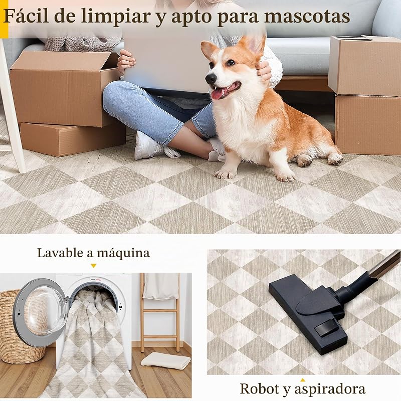 Tapete da Sala de Estar 200x300cm Bege Moderno