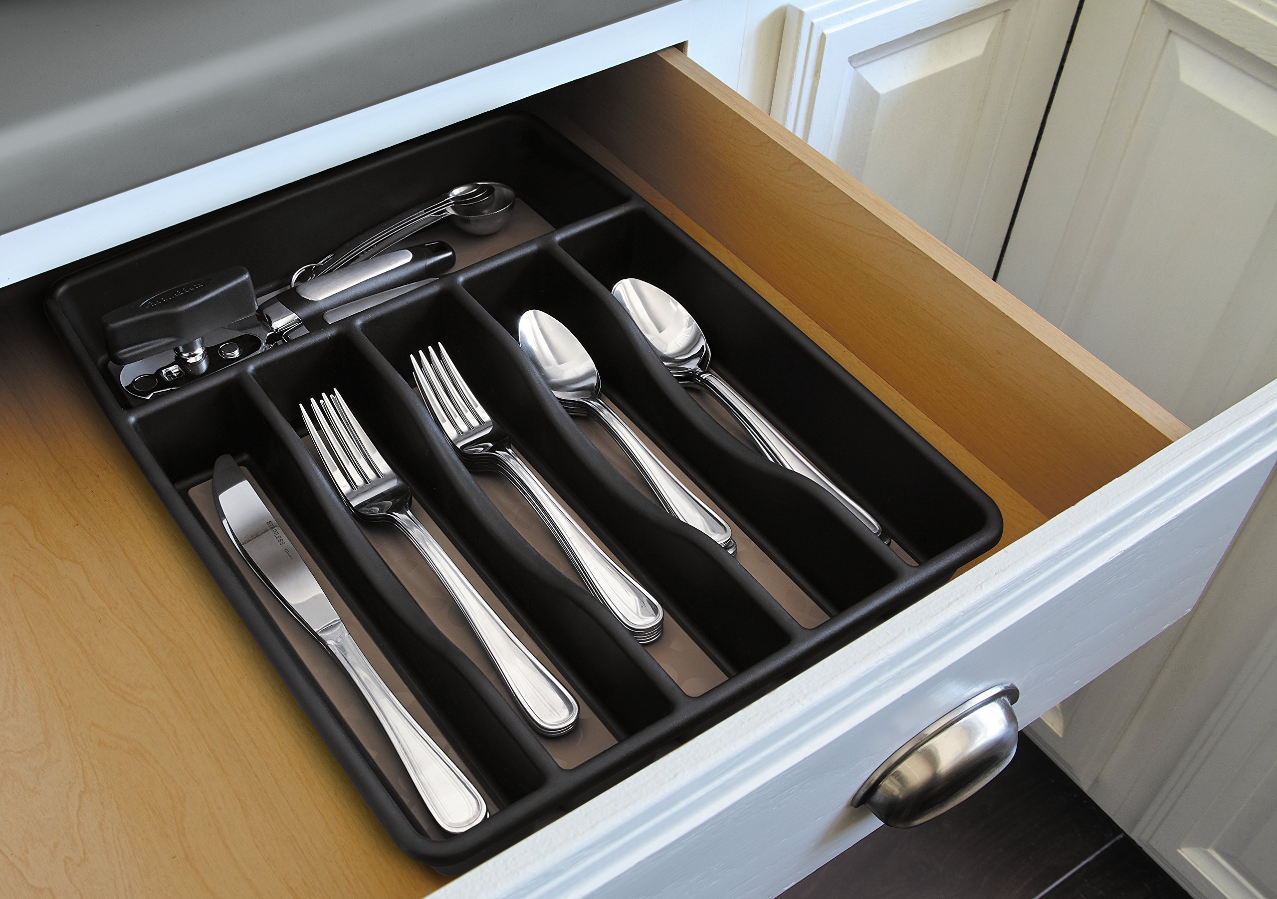 Galleon Rubbermaid NoSlip Large Cutlery Tray, Black With Tan 1922433