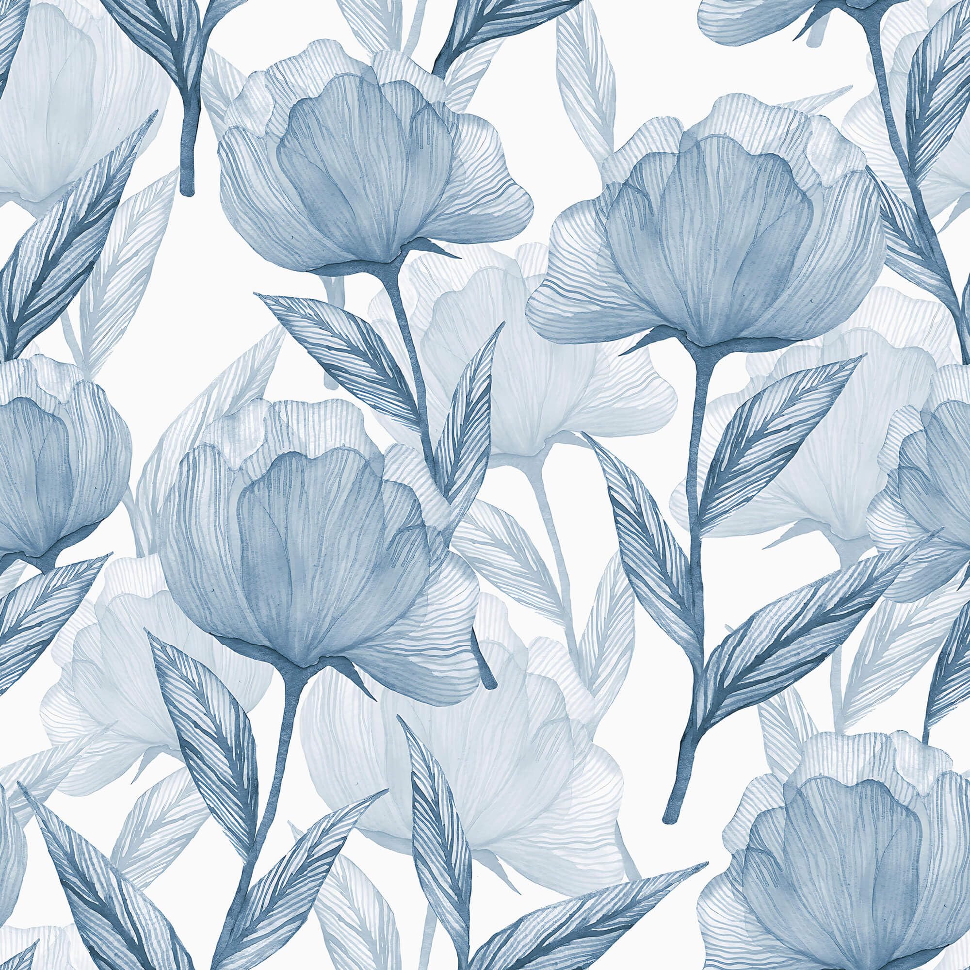 Photo 1 of Heroad Peel and Stick Wallpaper Blue Floral Contact Paper Boho Large Floral Wall Paper Modern Removable Self Adhesive Wallpaper for Cabinets Bedroom Bathroom Waterproof Vinyl Roll 17.3"x78.7"