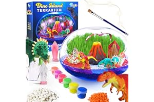 Bryte Light Up Dinosaur Terrarium Kit for Kids - Dino Habitat with Real Plants, Figurines, Volcano & LED Lights, DIY Science Kit, STEM & Arts Crafts Toys, Birthday Gifts for Boys Aged 4-12 yrs