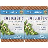 Auromere Ayurvedic Bar Soap, Tulsi Neem - Eco Friendly, Handmade, Vegan, Cruelty Free, Natural, Non GMO (2.75 oz), 2 pack