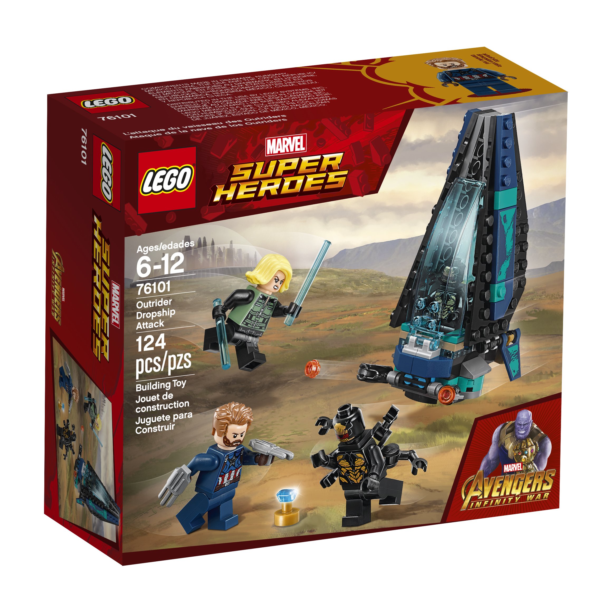 LEGO Marvel Super Heroes Avengers Infinity War Outrider Dropship Attack 76101 Building Kit (124