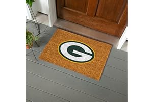 TEAM SPORTS AMERICA NFL Green Bay Packers Natural Coir Doormat, Official Full Color Team Logo, 28 x 16 Inches, Non Slip Back, Front Door Welcome Floor Mats, Indoor Outdoor Entrance Home Décor