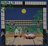 Furoshiki Cat and Autumn Moon Motif Japanese Fabric