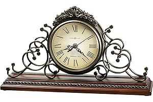 Howard Miller Adelaide Mantel Clock - Battery-Powered Quartz Movement with Westminster Chime, Metal Frame, Gray Finish, Antique Elegant Table Clock for Home Living Room, Shelf, Office, & Bedroom Decor