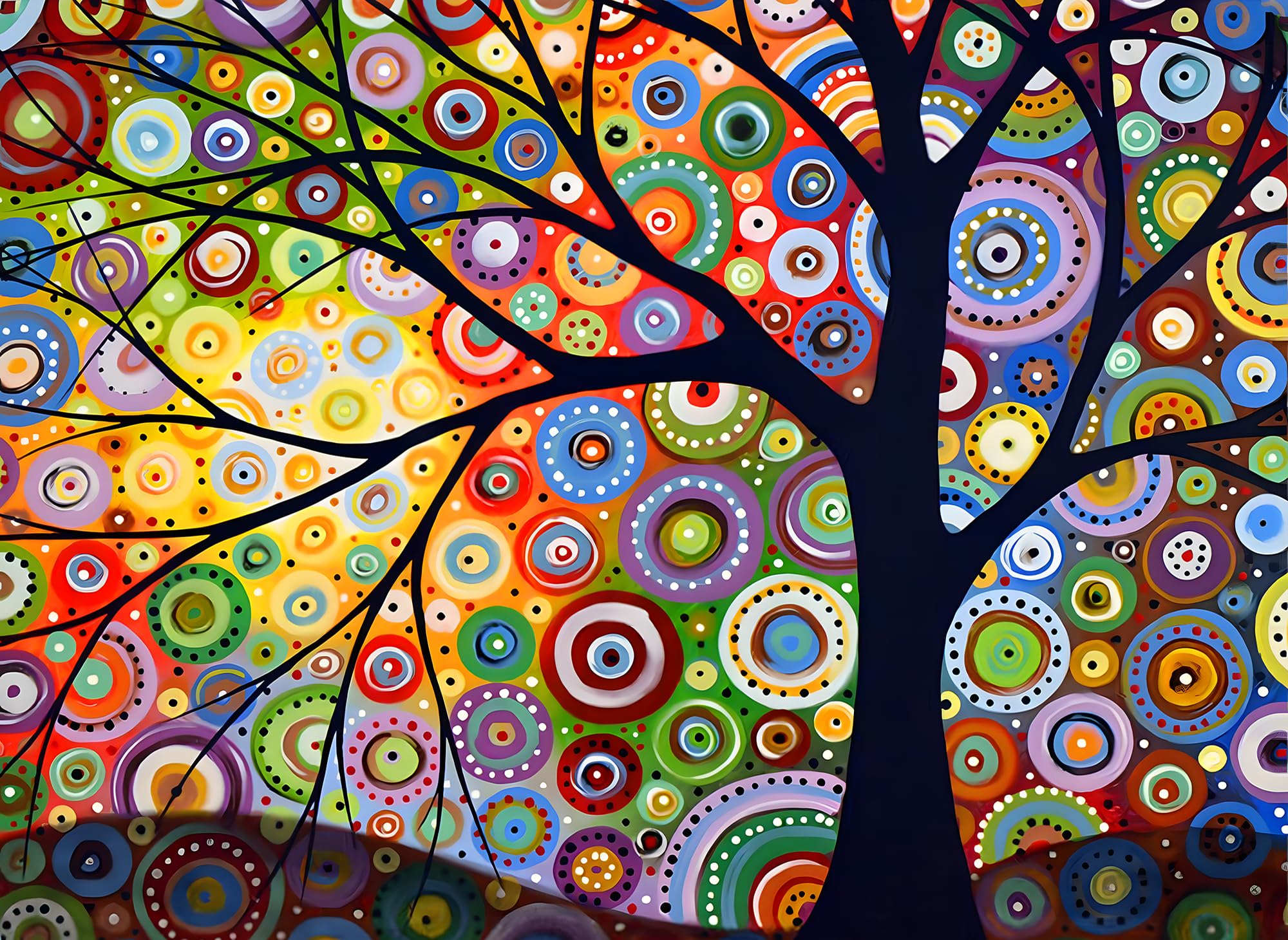 MXJSUA DIY 5D Diamond Painting by Number Kits Full Drill Diamond Painting Kits for Adults Full Diamond Painting Kit Rhinestone Diamond Arts Craft for Home Wall Decor Geometric Colored Tree 30x40cm