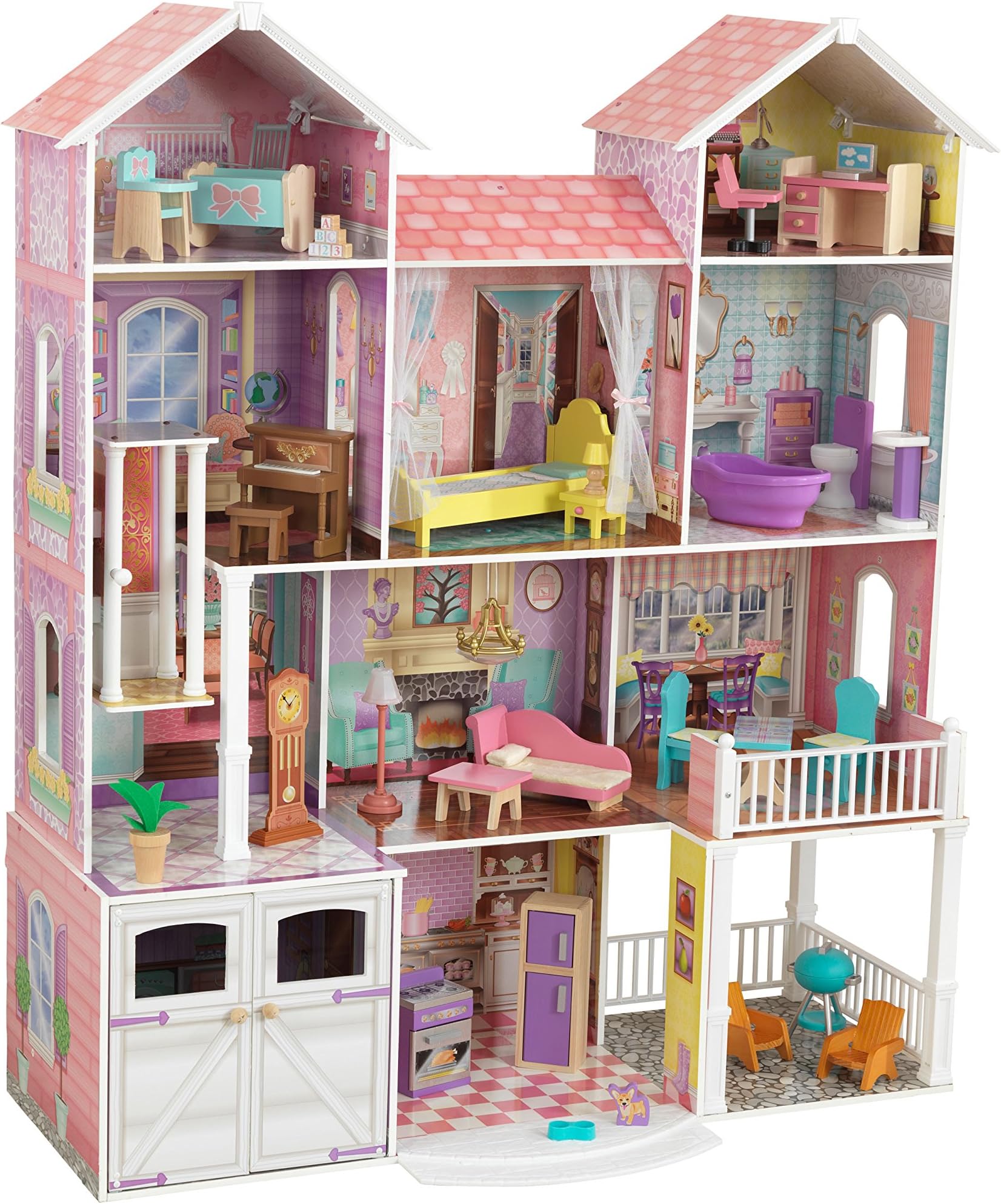 Kidkraft KK011 Country Estate Dollhouse, Pink/White/Blue price in UAE