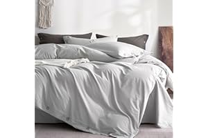 JELLYMONI 100% Washed Cotton Duvet Cover King – Soft, Breathable Linen-Look Bedding with Natural Wrinkle Texture, Button Clos