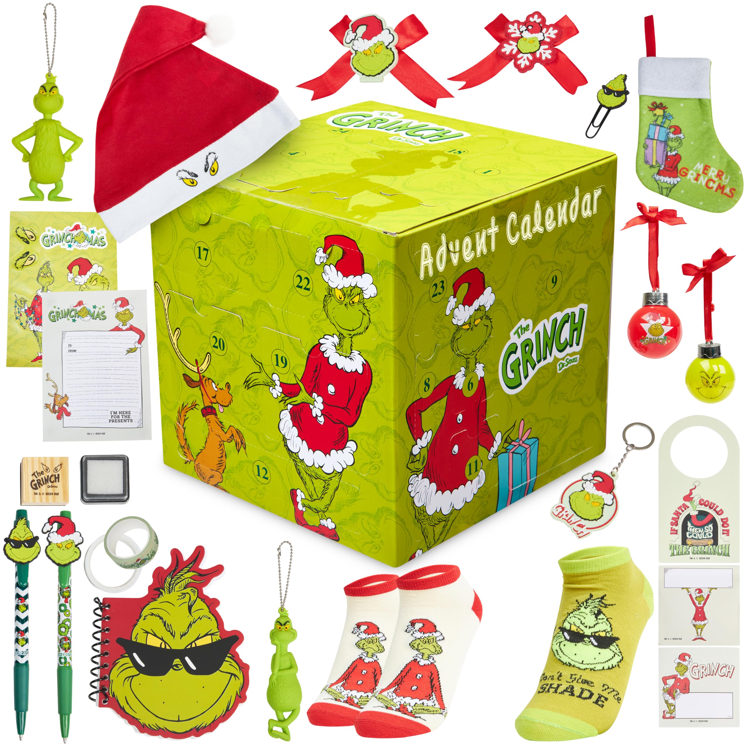 The Grinch Advent Calendar 2025 Teens Adults Christmas Calendar Decoration Stationery Socks Countdown Calendar Stocking Filler Gifts