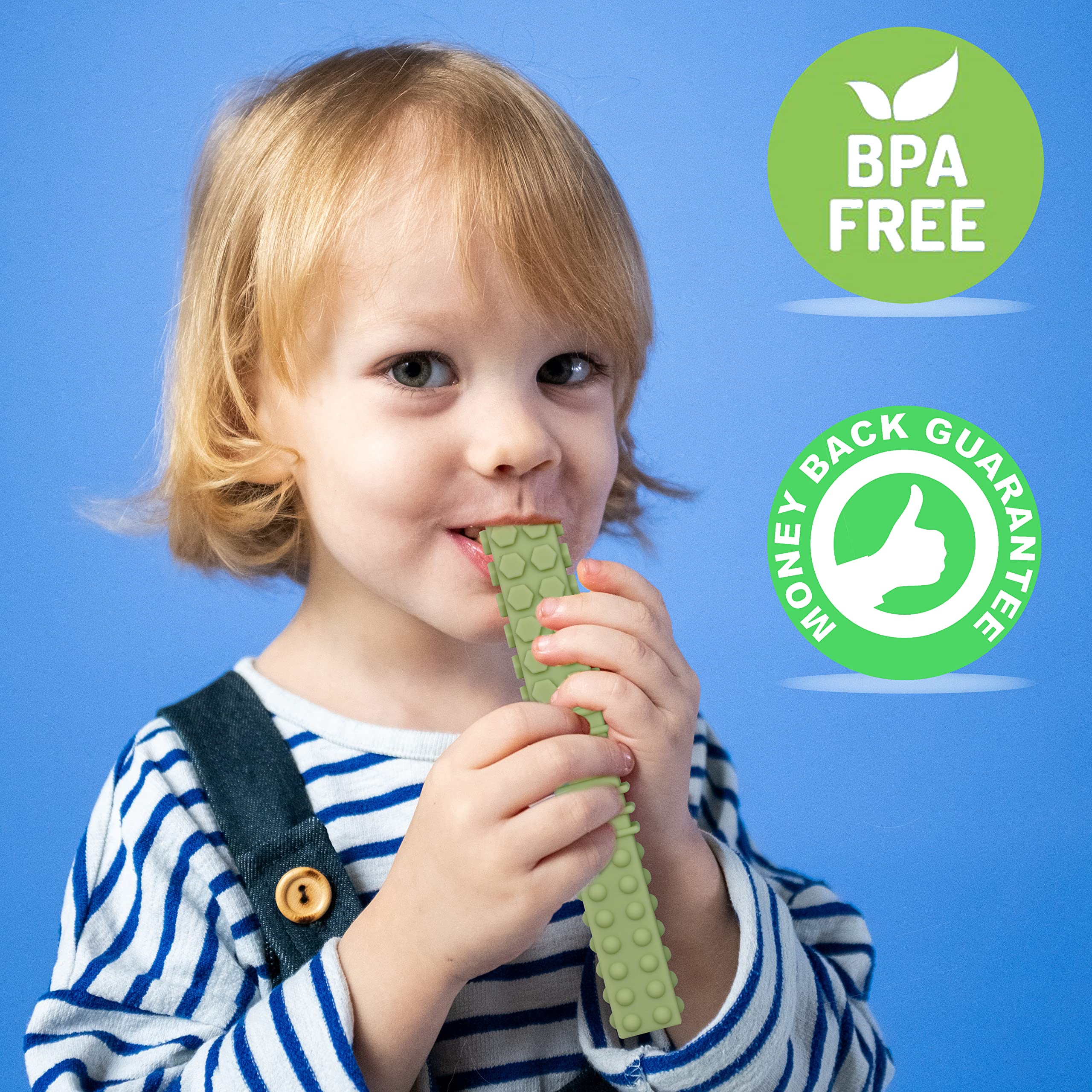 Sensory Chew Tubes for Autistic Children, 4 Pack Silicone Chewy Sticks Oral Motor Tool for Sensory Kids with Autistic, Biting ADHD, SPD, Teether Toys for Babies 3-6 6-12 Months, BPA Free