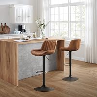 SONGMICS Set di 2 Sedie da Pranzo, Sgabello da Bar con Schienale, Similpelle PU con Fine