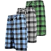 Andrew Scott Men's Cotton Flannel Soft Woven Lounge PJ Shorts | Drawstring & Pockets | Multi Packs
