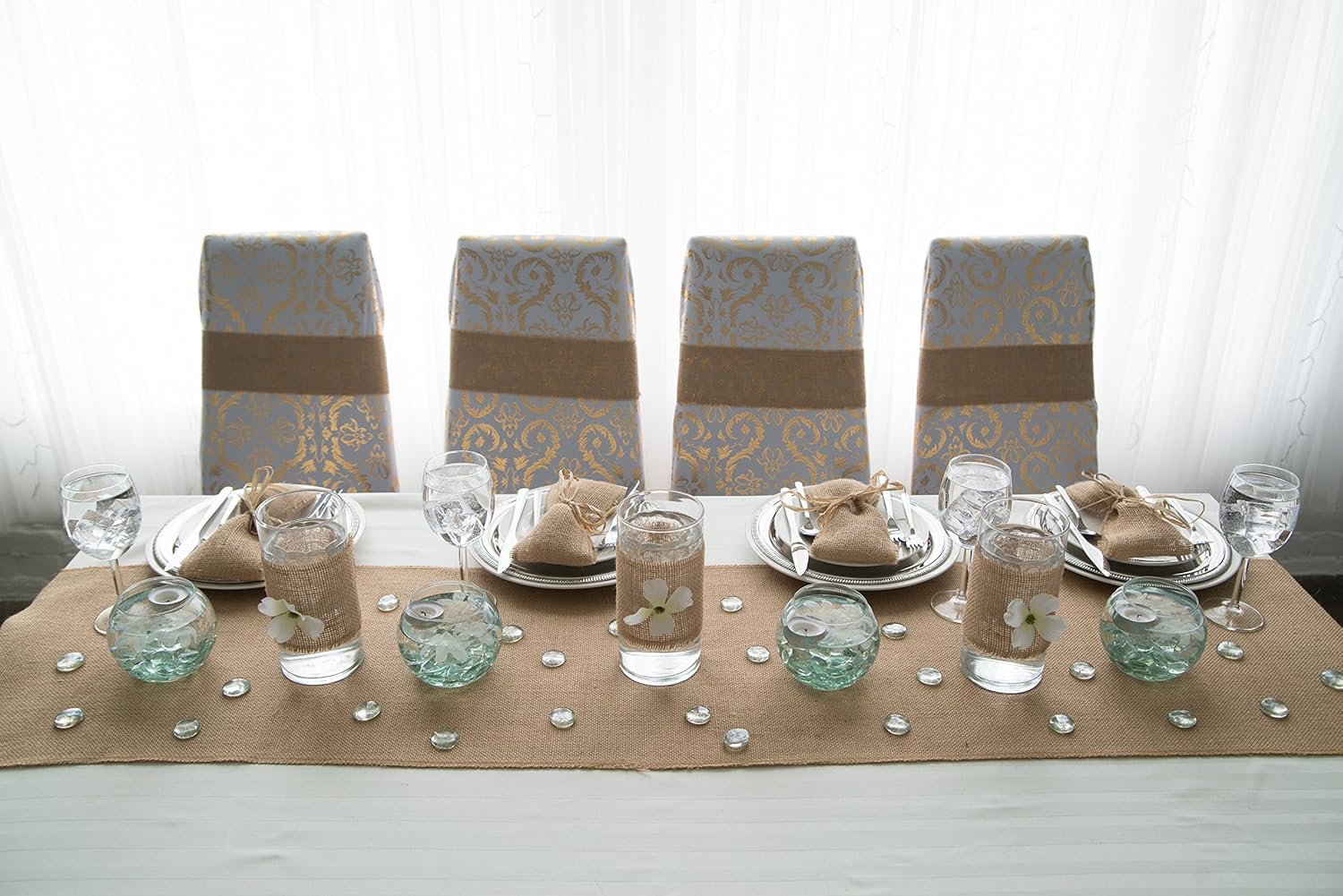 Burlap Table Runner - 14 Inch Wide X 10 Yards Long Burlap Roll - Burlap Fabric Rolls. A No-Fray Burlap Runner with Overlocked and Sewn Edges for Rustic Weddings, Decorations and Crafts!: Home & Kitchen