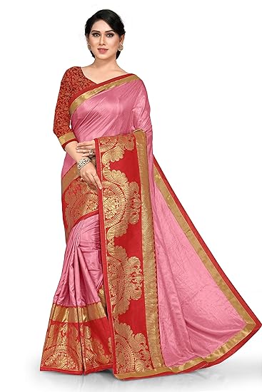 Womens Woven Silk Saree With Blouse Piece