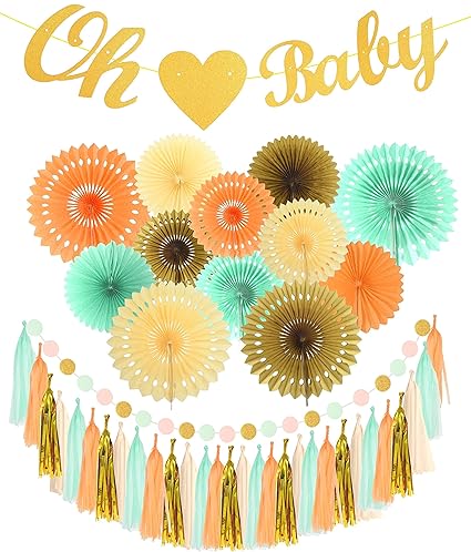 Amazon Com Meant2tobe Oh Baby With Heart Banner For Baby Shower