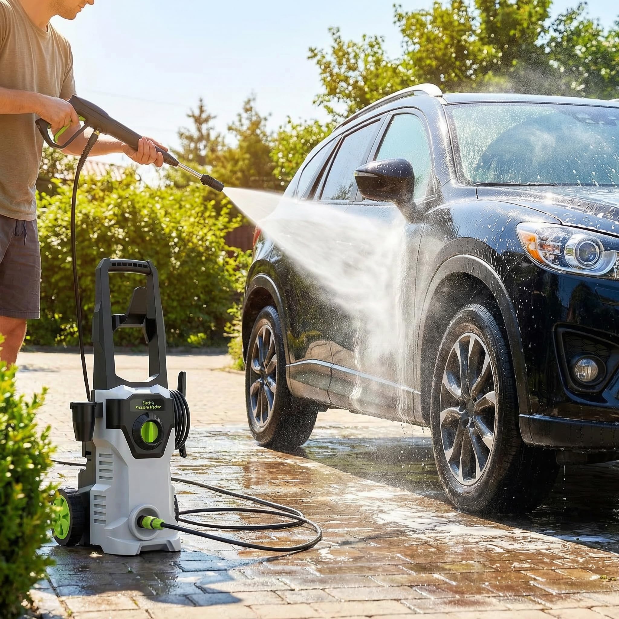 Pressure Washer, Etoolab Portable Power Washers, 4 Quick Connect Nozzles, High Pressure Cleaning Machine for Car Wash Fence Driveway Patio Washing (Grey)