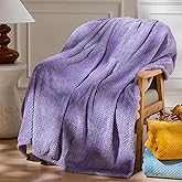 NEWCOSPLAY Super Soft Throw Blanket Lavender Premium Silky Flannel Fleece Leaves Pattern Lightweight Bed Blanket All Season Use (Lavender, Throw(50"x60"))