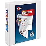 Avery Heavy-Duty View Binder, 2" One Touch Slant Rings, 500-Sheet Capacity, DuraHinge, White (79792)
