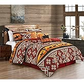 Chezmoi Collection Rodeo 7-Piece Southwestern Sunset Cowboys Comforter Set - Multicolor Red Orange Black White Printed Washed Microfiber Bedding, King