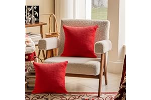 Home Brilliant Red Pillow Covers 20x20 Set of 2 Super Soft Corduroy Stripes Velvet Day Decorative Throw Pillow Covers for Couch Patio Christmas, 20 x 20 Inches, Red