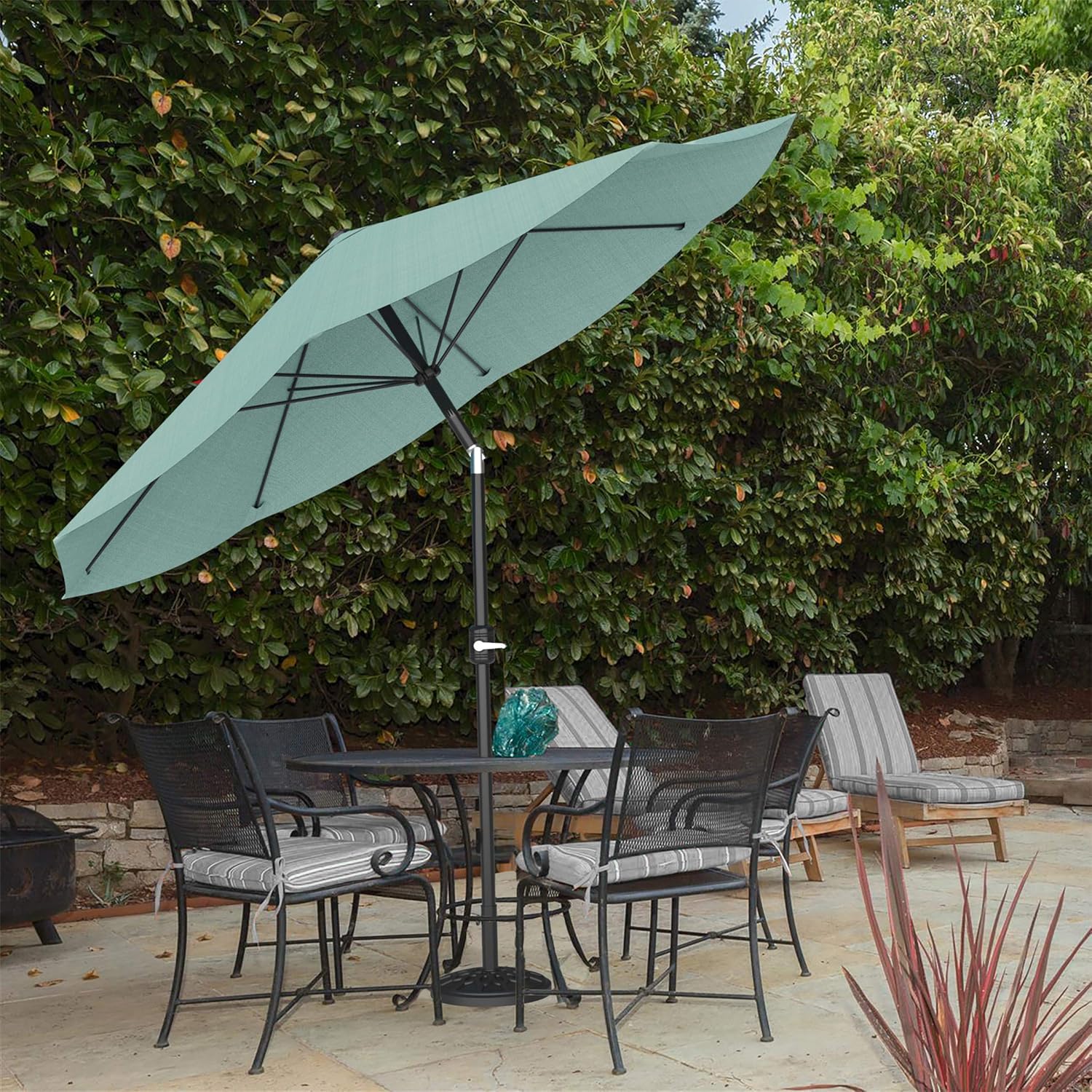 Amazon Com Pure Garden 50 Lg1043 Patio Umbrella With Auto Tilt 10 Ft Dusty Green Garden Outdoor