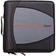 Case-it Mighty Zip Tab Zipper Binder, 3" O-Ring with 5-Color tabs, Expanding File Folder and Shoulder Strap and Handle, D-146- Jet Black