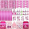 Pink Party Favors 72 Pc Princess Party Stickers Keychain Hot Pink Sunglass Bubble Wand Treat Box for Girl Hot Pink Birthday Party Supplies