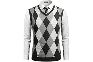 COOFANDY Men's Sleeveless V Neck Pullover Sweater Slim Fit Casual Argyle Sweater Vest