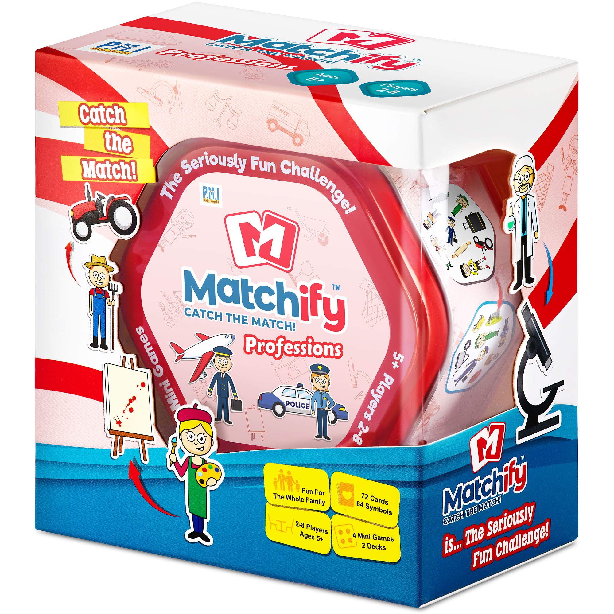 PIKYKWIKY Matchify Card Game: Professions | The Seriously Fun Challenge for Families Kids and Friends Travel Party Card Game
